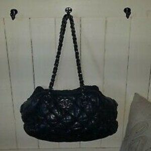 Vintage Chanel calfskin Bubble Bowler purse gunmetal
